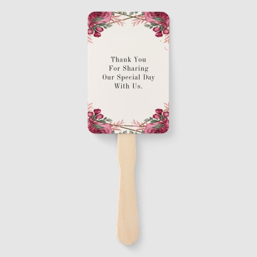 Éventail Mariage Merci géométrique Rose poussiéreux (Dos)