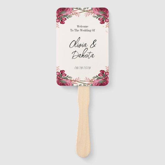 Éventail Mariage Merci géométrique Rose poussiéreux (Devant)