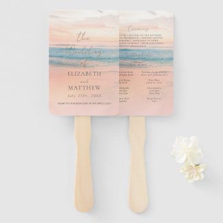 Éventail Mariage Minimaliste sur la Plage au Coucher du Sol