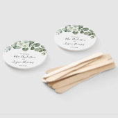 Éventail mariage moderne au feuillage d'eucalyptus (Non-assemblé)