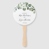 Éventail mariage moderne au feuillage d'eucalyptus (Dos)