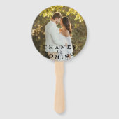 Éventail Mariage Moderne Blanc avec feuilles d'Eucalyptus (Dos)