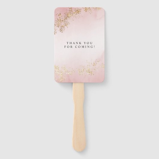 Éventail Mariage moderne Luxe Gold Flecks Blush Rose Mist (Dos)