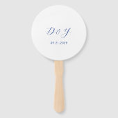 Éventail Mariage Moderne Minimaliste Bleu Cobalt (Devant)