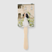 Éventail Mariage Moderne Monogramme Noir et Blanc Propre (Dos)