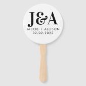 Éventail mariage monogramme élégant faveur fête de mariée (Dos)