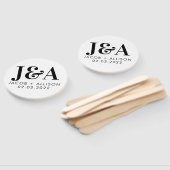 Éventail mariage monogramme élégant faveur fête de mariée (Non-assemblé)