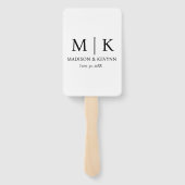 Éventail Mariage Monogramme noir et blanc (Dos)