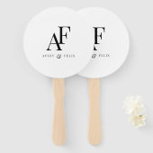 Éventail Mariage Monogramme noir et blanc Élégant simple (Devant et derrière)