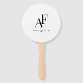 Éventail Mariage Monogramme noir et blanc Élégant simple (Devant)