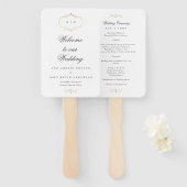 Éventail mariage monogramme or classique romantique (Devant et derrière)