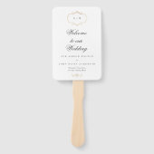 Éventail mariage monogramme or classique romantique (Devant)