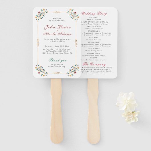 Éventail Mariage Motif classique complexe de géométrie vint (Devant et derrière)