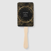 Éventail Mariage mystique céleste noir et or (Devant)