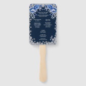 Éventail Mariage Noël Flocon de Neige Roses Bleues (Dos)