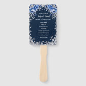 Éventail Mariage Noël Flocon de Neige Roses Bleues (Devant)