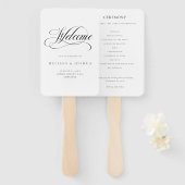 Éventail Mariage noir et blanc de script formel (Devant et derrière)