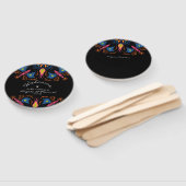 Éventail Mariage noir floral indien éléphant (Non-assemblé)