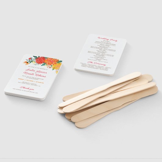 Éventail Mariage Pastel Orange Yellow Spring Dahlia Fleurs (Non-assemblé)