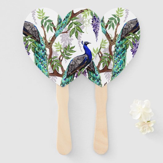 Éventail Mariage Peacock (Devant et derrière)