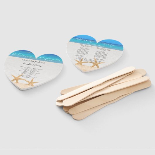 Éventail Mariage plage 2 Starfish dans le sable Mariage ven (Non-assemblé)