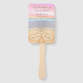 Éventail Mariage plage Coeurs rose pâle dans le sable (Devant)