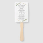 Éventail Mariage Programme-Moderne Or & Foliage Cadre (Devant)