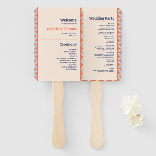 Éventail Mariage rétro du milieu du siècle (Devant et derrière)