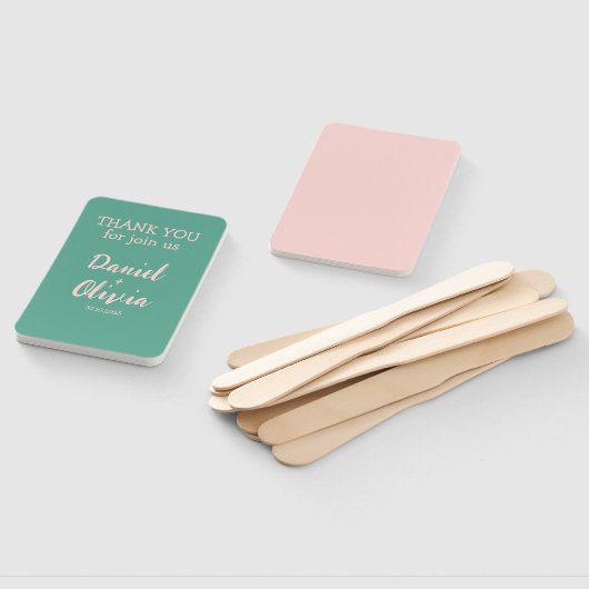 Éventail Mariage rose et vert ondulé (Non-assemblé)