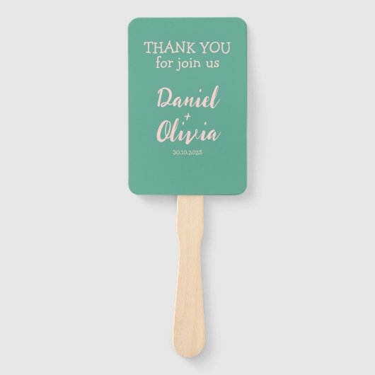 Éventail Mariage rose et vert ondulé (Devant)