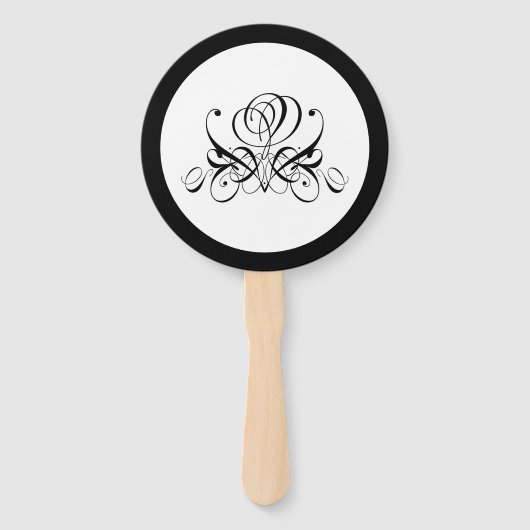 Éventail Mariage Rose noir Calligraphie (Devant)