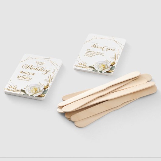 Éventail Mariage rose or Floral (Non-assemblé)