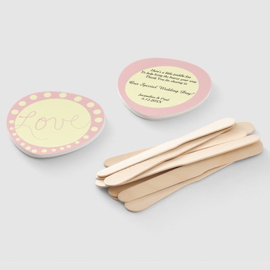 Éventail Mariage Rose Pois de crème personnalisée (Non-assemblé)