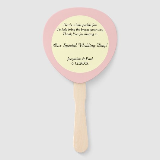 Éventail Mariage Rose Pois de crème personnalisée (Dos)