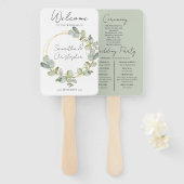 Éventail Mariage Rustique avec Verdure d'Eucalyptus (Devant et derrière)