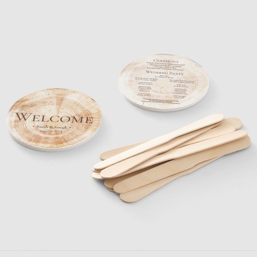 Éventail Mariage rustique Bois Grain fête nuptiale (Non-assemblé)