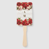 Éventail Mariage Rustique en bois blanc Poinsettia (Devant)