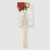 Éventail Mariage Rustique en bois blanc Poinsettia (Dos)