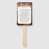 Éventail Mariage rustique Fairy Barre légère Merci (Dos)