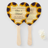 Éventail Mariage rustique fleuri élégant grange bois économ (Devant et derrière)