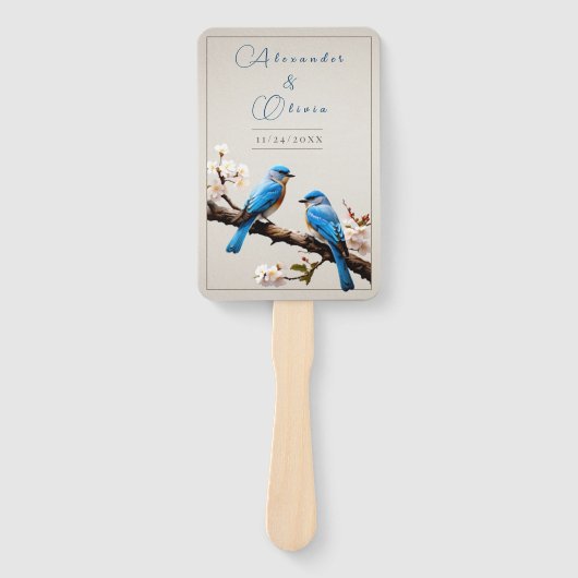 Éventail Mariage Spring Bluebirds (Devant)