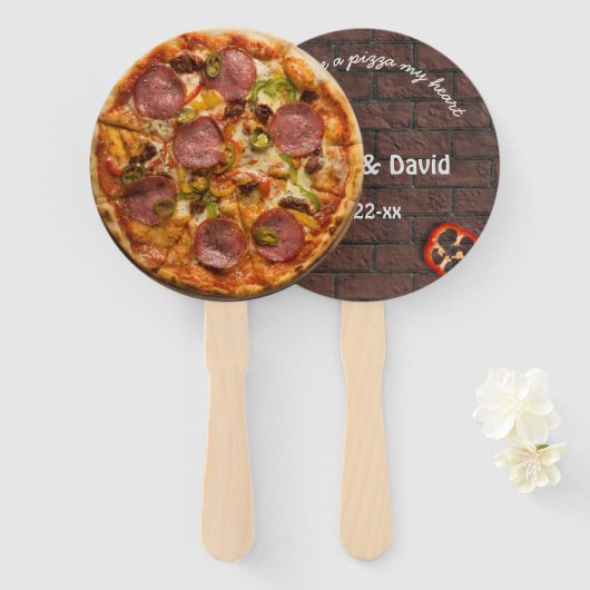 Éventail Mariage suprême du parti Pizza (Devant et derrière)