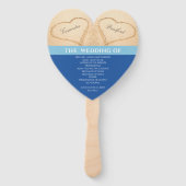 Éventail Mariage sur la plage Hearts programme de cérémonie (Devant)