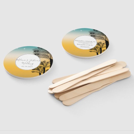 Éventail Mariage sur la Plage Tropicale aux Lumières Stella (Non-assemblé)