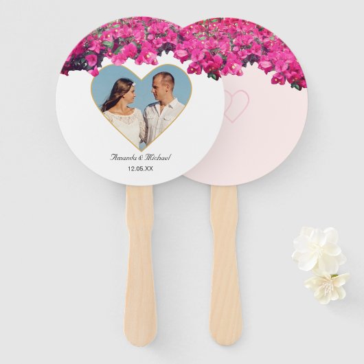 Éventail Mariage sur mesure avec image florale tropicale (Devant et derrière)