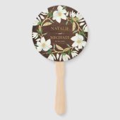 Éventail Mariage sur mesure en bois rustique Magnolia (Devant)