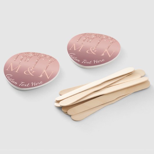 Éventail Mariage Texte Rose Gold Blush Parties scintillant (Non-assemblé)