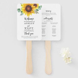 Éventail Mariage Tournesol Jaune Moderne