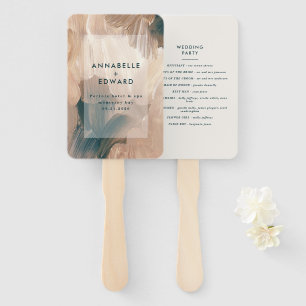Éventail Mariage turquoise bohème moderne, peint en terre c