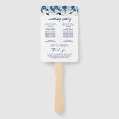 Éventail mariage vintage bleu aquarelle (Dos)